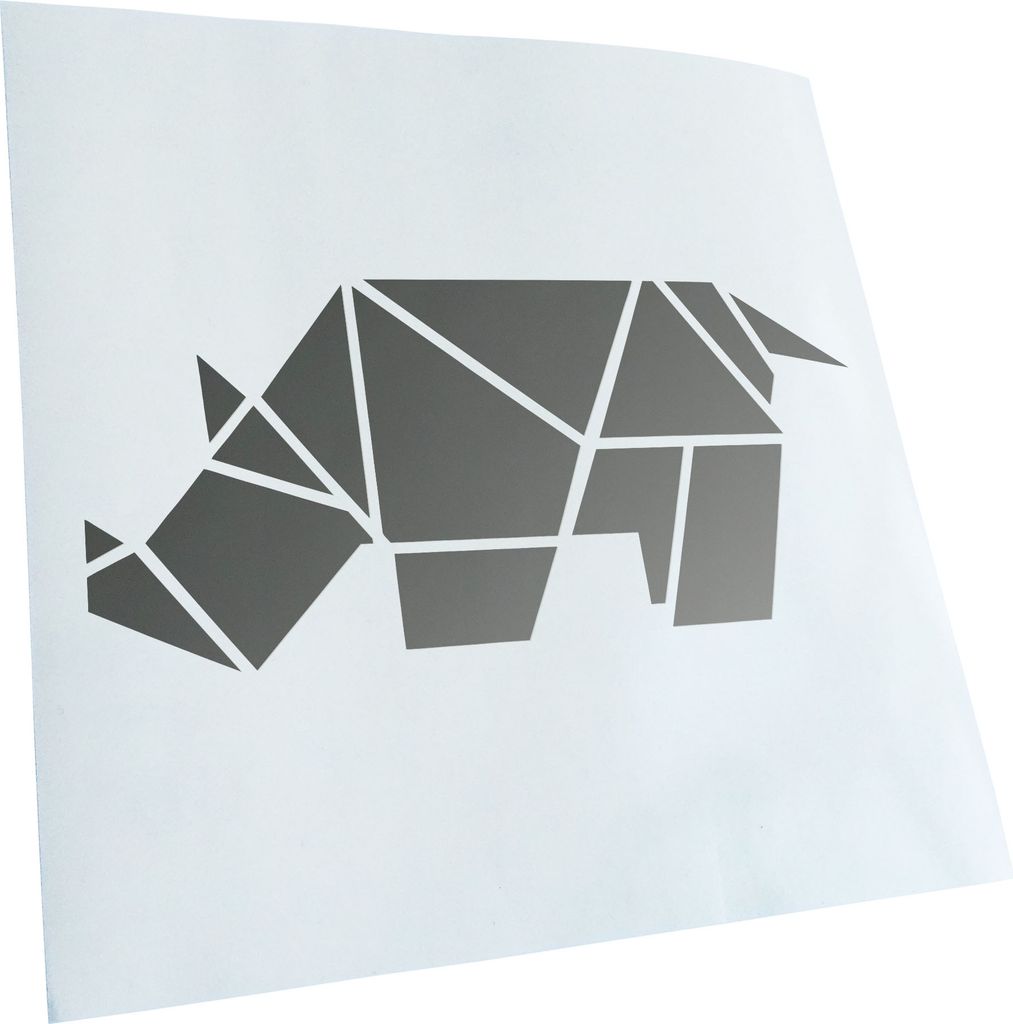 Kiwistar - Autoaufkleber - Papierfalten Nashorn - Silber - 50x23cm - Aufkleber für Auto, Laptop, Fahrrad, LKW, Motorrad mehrfarbig JDM Decal Racing