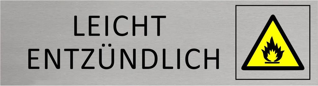 CombiCraft Aluminium Türschild Leicht entzündlich 165x45mm mit 3M-Tape