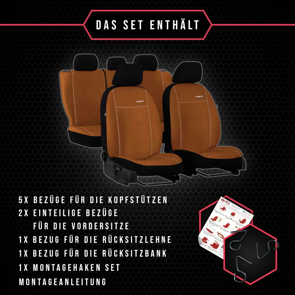 Coprisedili Volkswagen Caddy II Marroni - Set 3 Pezzi Universali - 9