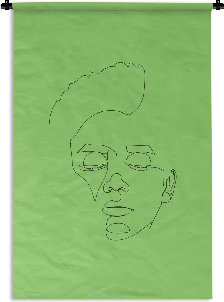 MuchoWow Wandteppich Wandbehang Mann - Gesicht - Strichzeichnung 120x180 cm Tapisserie Dekoration Wandtuch - Schlafzimmer - Dekorationen für das...