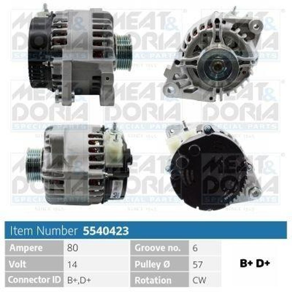 MEAT & DORIA 5540423 Lichtmaschine Generator LiMa 80A 14V für TOYOTA AYGO (WNB1, KGB1) passend für PEUGEOT 107 Schrägheck (PM, PN) für CITROËN C1