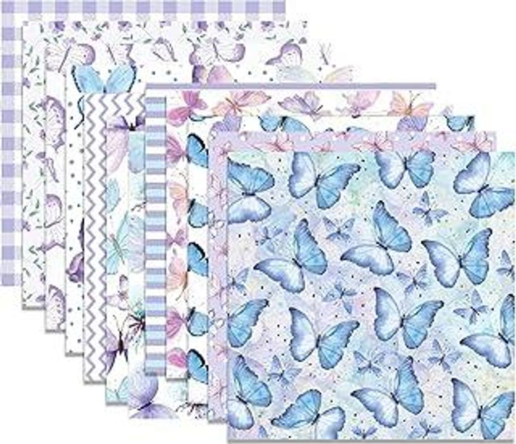 CC HOME 24 Blatt Lila Schmetterling Muster Scrapbook-Papier, 12 Designs Doppelseitig, 30 x 30 cm, Quadratisch, Kunsthandwerk und Dekoration