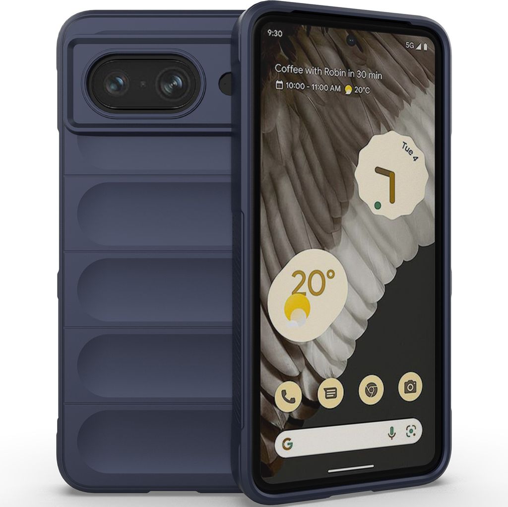 Handyhülle für Google Pixel 8 Weich TPU Silikon Stossfest Anti-rutsch Hülle Dunkelblau