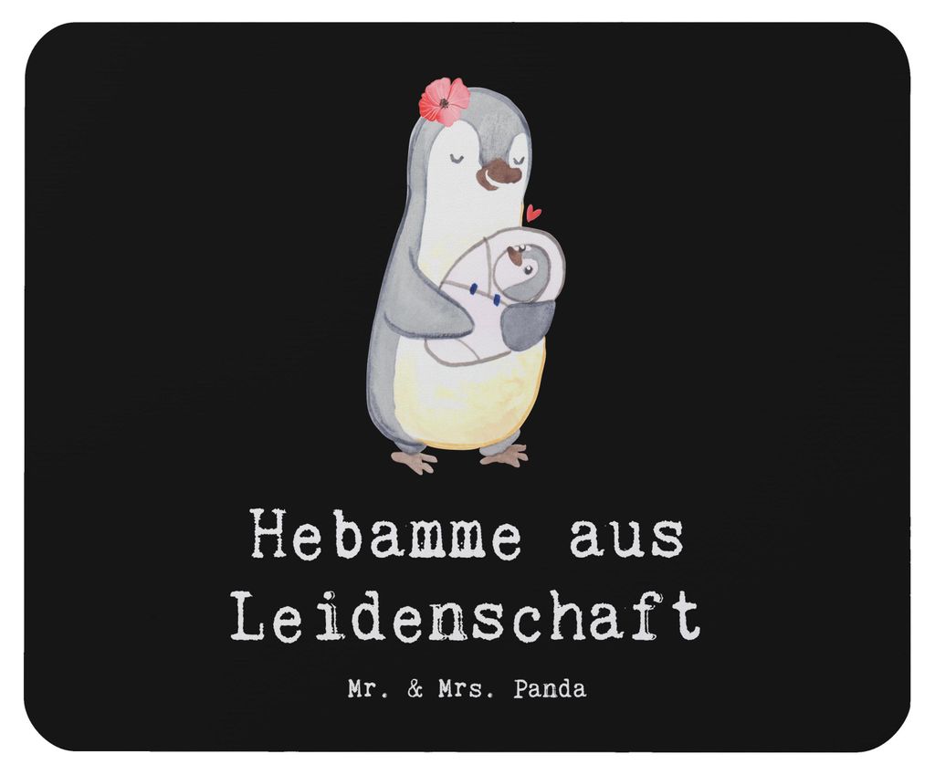 Mr. & Mrs. Panda Mauspad Hebamme Leidenschaft - Schwarz - Produktbild 