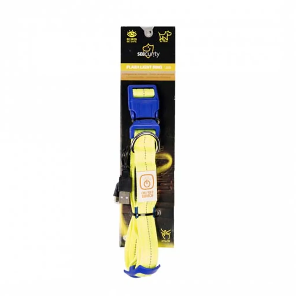 Collier LED rechargeable pour chien Duvo+ en nylon jaune ajustable - 2