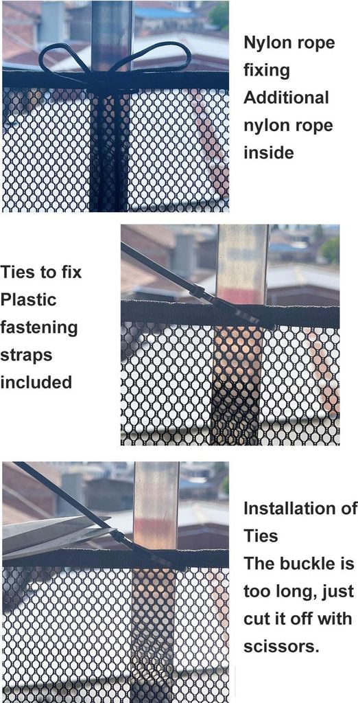 Terrassengeländer, Treppennetz, Babyschutz, einfach zu installierendes Netz-Sicherheitsnetz für Balkongeländer, Treppen, Schwarz, 19,7 Fuß x 31...