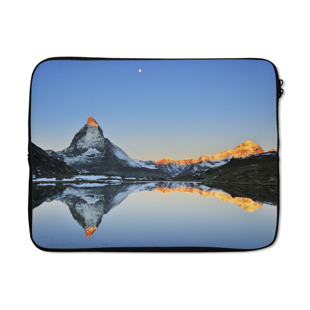 MuchoWow Laptop Hülle 17 Zoll Laptoptasche Matterhorn spiegelt sich im Riffelsee bei Sonnenaufgang in der Schweiz - Zipper - Schutzabdeckung