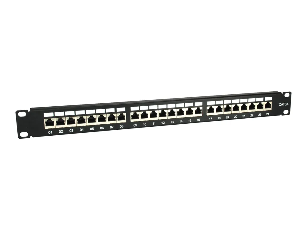 equip Pro - Patch Panel - CAT 6a - RJ-45 X 24 - Schwarz - 1U - 48,3 cm (19") (326625)