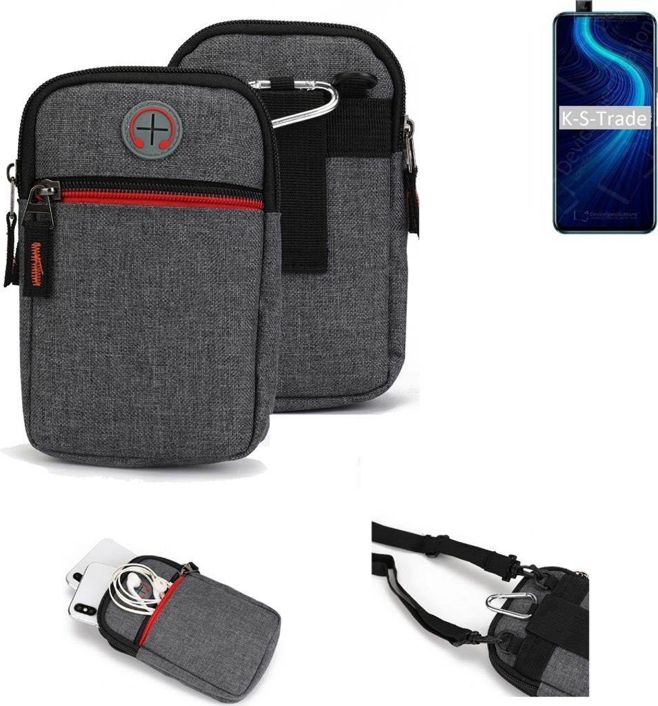 K-S-Trade Holster Gürteltasche kompatibel mit Huawei Honor X10 Pro Handy Tasche Schutz Hülle grau Zusatzfächer 1x
