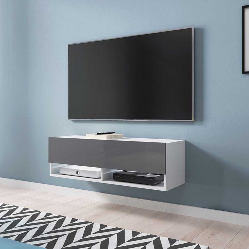 Selsey TV lowboard WANDER mobile TV in bianco opaco/grigio Immagine del prodotto 