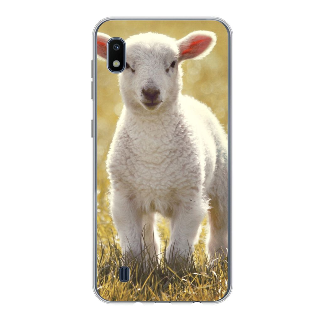 MuchoWow Handyhülle Schutzhülle Hülle für Samsung Galaxy A10 Schafe - Gras - Sonne Silikon Softcase Handy Hülle - Schutzhülle