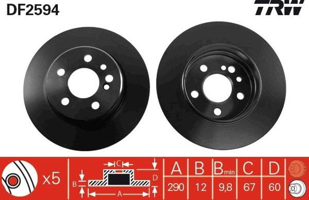 TRW DF2594 Bremsscheibe OE 1404230612 kompatibel mit S-Klasse