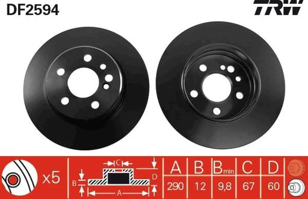 Pièce de freinage Mercedes Classe S : Disque de frein TRW DF2594 OE