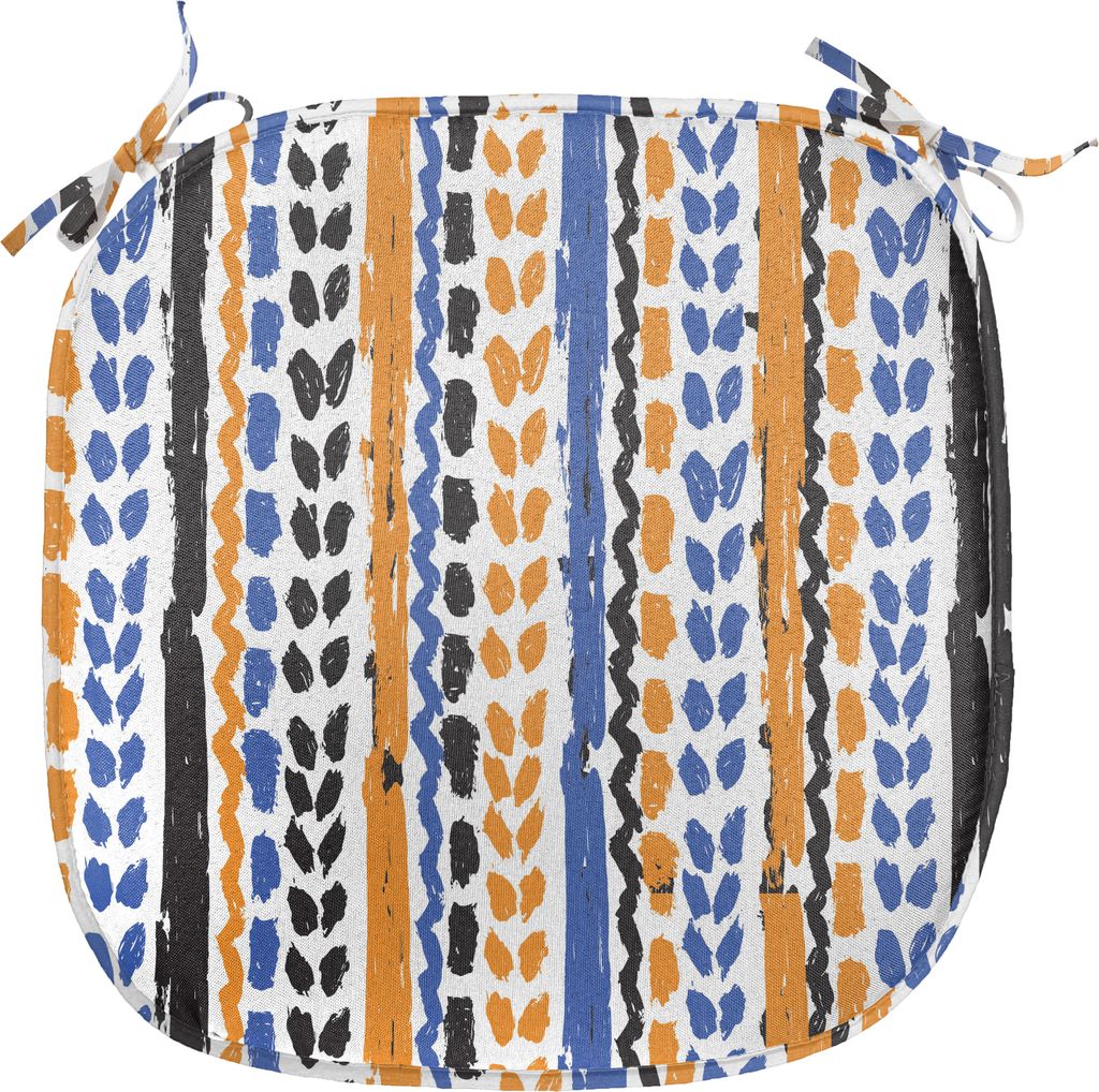 ABAKUHAUS Stammes Polster für Esszimmerstühle, Aquarell Zickzacklinien, Dekoratives wasserfestes Kissen mit Riemen für Küchensitze, 40 cm x 40 ...