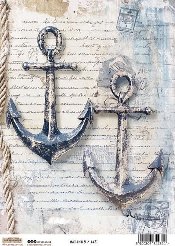 Reispapier Decoupage Bastelpapier A4 - Scraplove - Marine 5