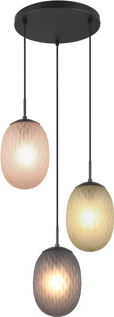 Lustre Suspension en Verre Multicolore Facette - Éclairage 3 Lumières E27
