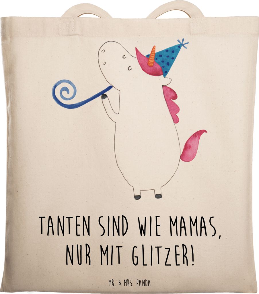 Mr. & Mrs. Panda Tote Bag Glitzernde Tante - Transparent - Geschenk, Tragetasche, Familienmitglieder, Jutebeutel, für, Familie, Nichte, Spaß, Sch...