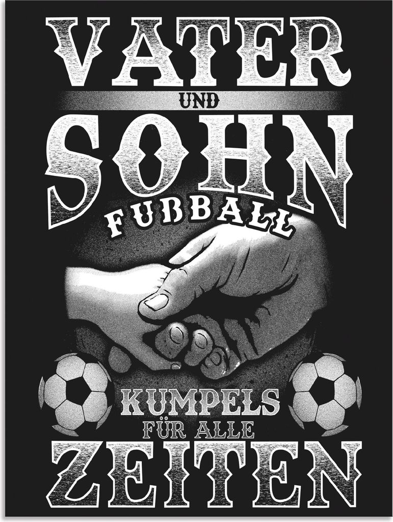 ARTland Wandbild Alu für Innen & Outdoor Vater und Sohn Fußball Kumpels Größe: 60x80 cm