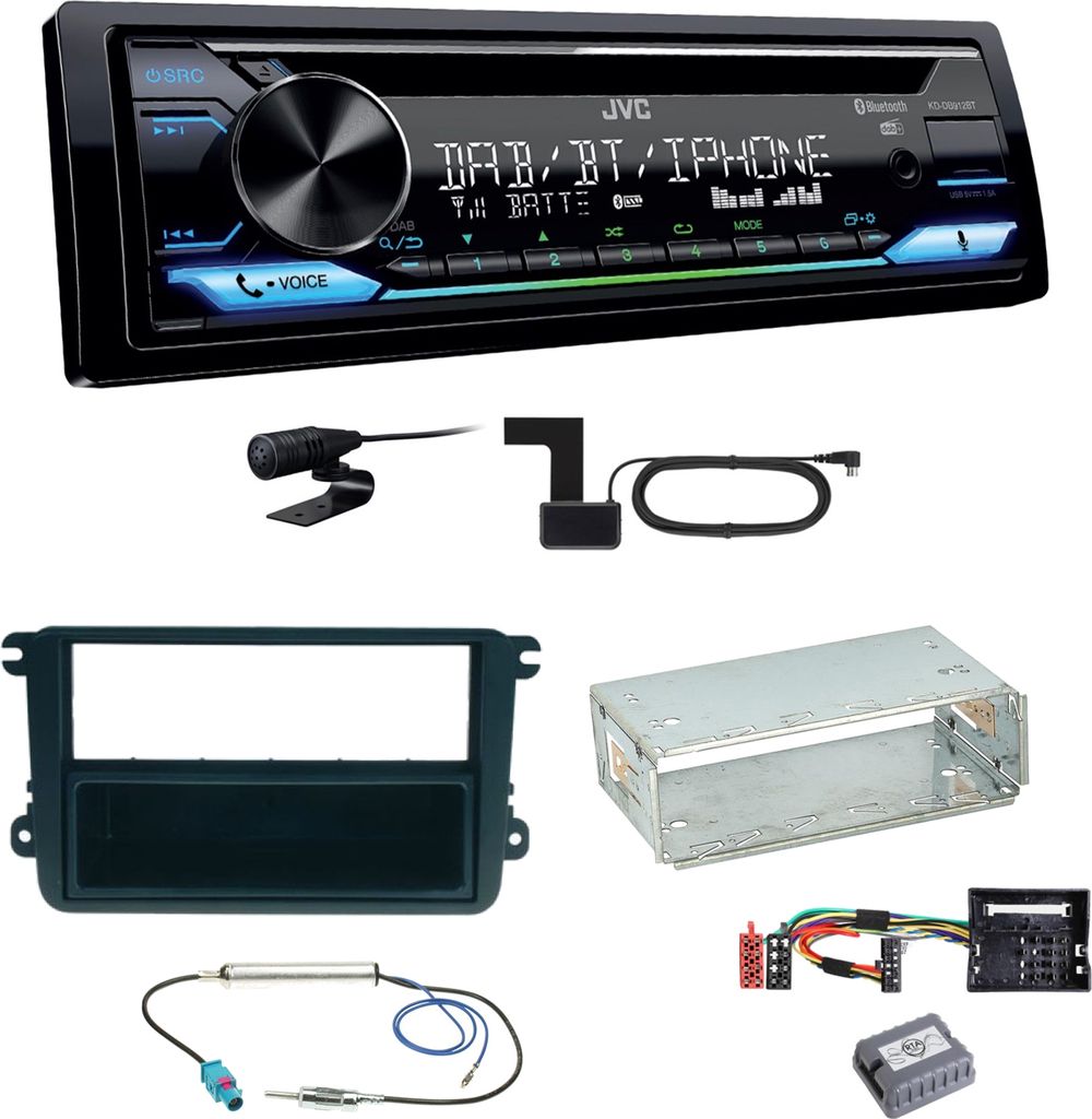 JVC KD-DB912BT Digitalradio Bluetooth Einbauset für Seat Leon Altea XL Alhambra