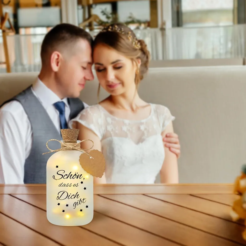 Décoration de table mariage : bouteille lumineuse LED argent 30cm - 4