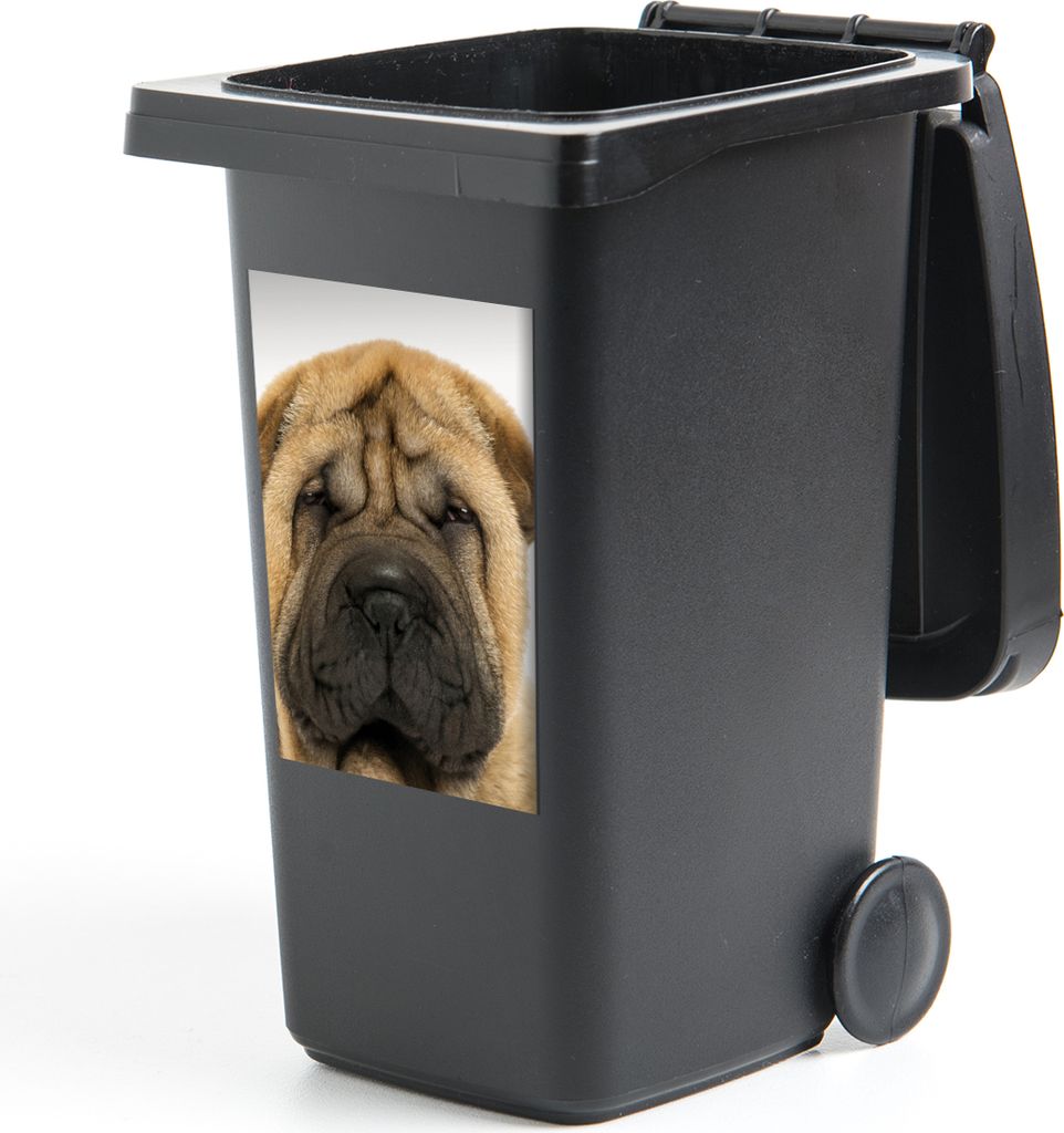 MuchoWow Mülltonnenaufkleber Hund - Jungen - Sharpei - Haustiere - Mädchen - Kinder 40x60 cm - Mültonnen-sticker - Sticker - Aufkleber für di...