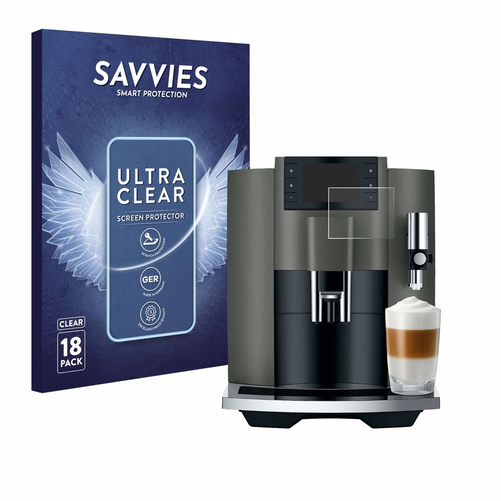 18x Für Jura E8 (EC) Schutzfolie Savvies Displayschutz Display Schutz Folie Klar Transparent