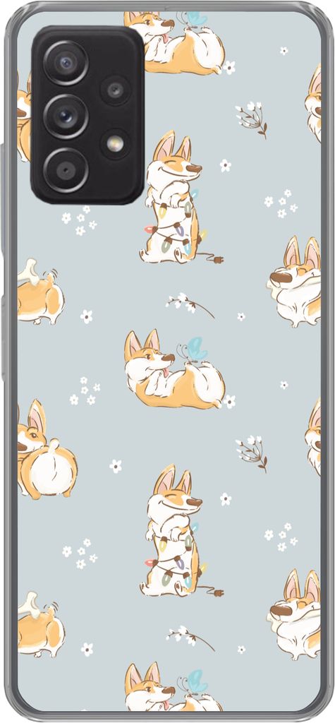 MuchoWow Handyhülle Schutzhülle Hülle für Telefoonhoesje Samsung galaxy a73 Muster - Hund - Corgi - Jungen - Mädchen - Kinder - Kinder Silik...