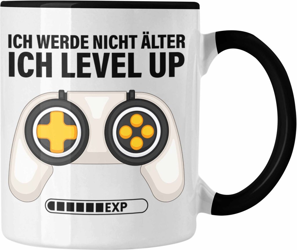 Trendation - Geburtstag Geschenk für Gamer Tasse Geburtstagsgeschenk Zocker Gaming Ich Werde Nicht Älter Ich Level Up Geschenkidee (Schwarz)