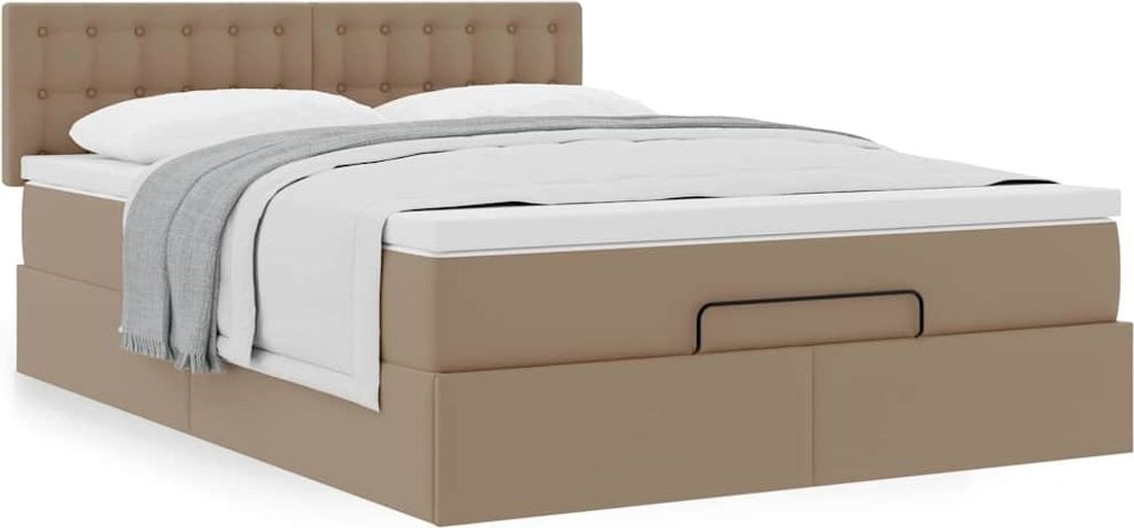 Ottoman-Bett mit Matratze Cappuccino-Braun 140x190cm Kunstleder