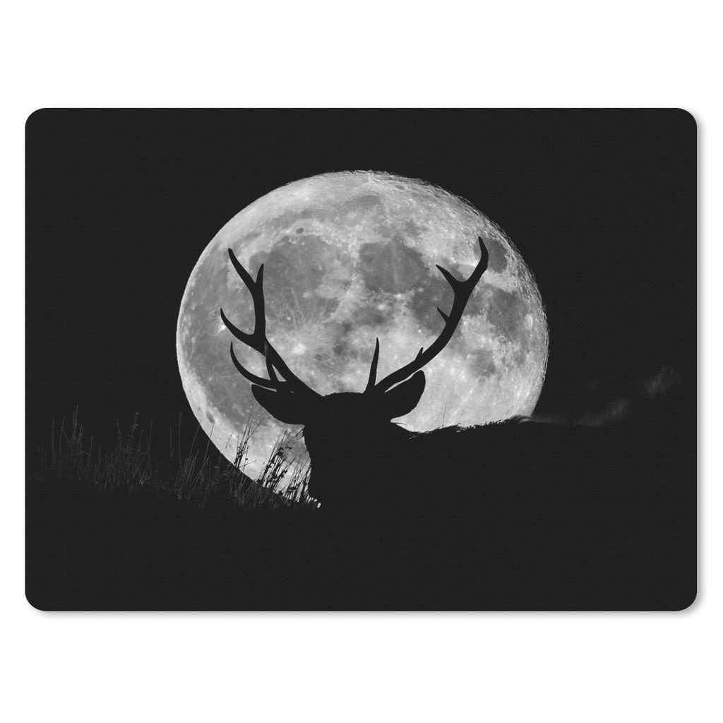 MuchoWow Mauspad Mousepad Hirsch - Mond - Nacht 23x19 cm - Mousepads - Maus Mat - Pad - Mausunterlage - Schreibtischunterlage - Mauspad