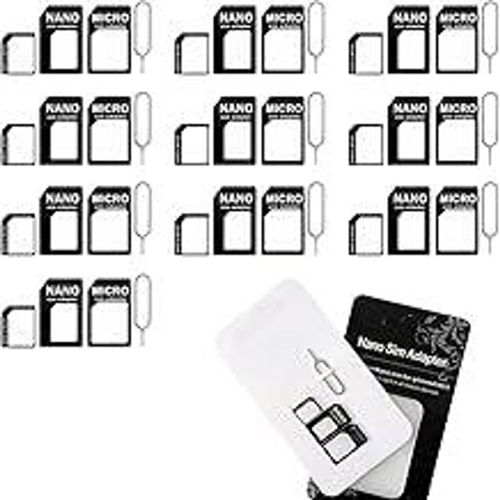 10 Sätze SIM Karten Adapter, SIM Karten Adapter Set für Smartphone, Handy und Tablet: 4 in 1 Komplett Set, Mini Set mit Klicksicherung, Nano zu M...