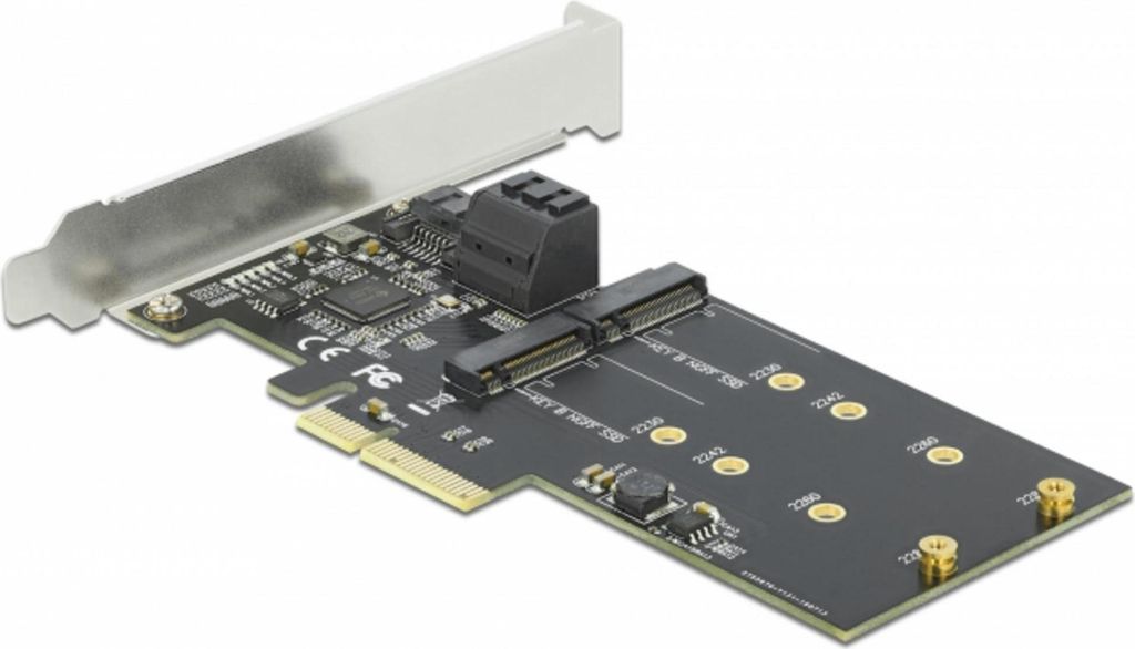 Delock 3 Port SATA und 2 Slot M.2 Key B PCI Express x4 Karte - Low Profile Formfaktor