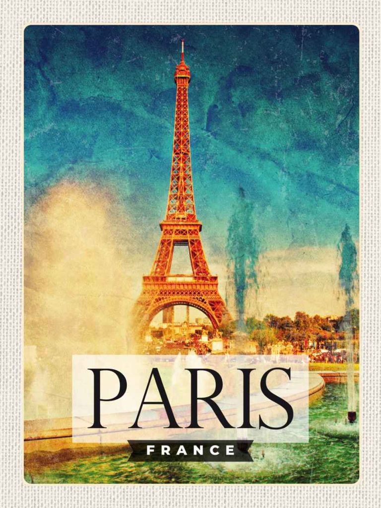 vianmo Holzschild 40x30 cm Paris Frankreich Eiffelturm Kunst Bildmotiv Reisemotiv Europa