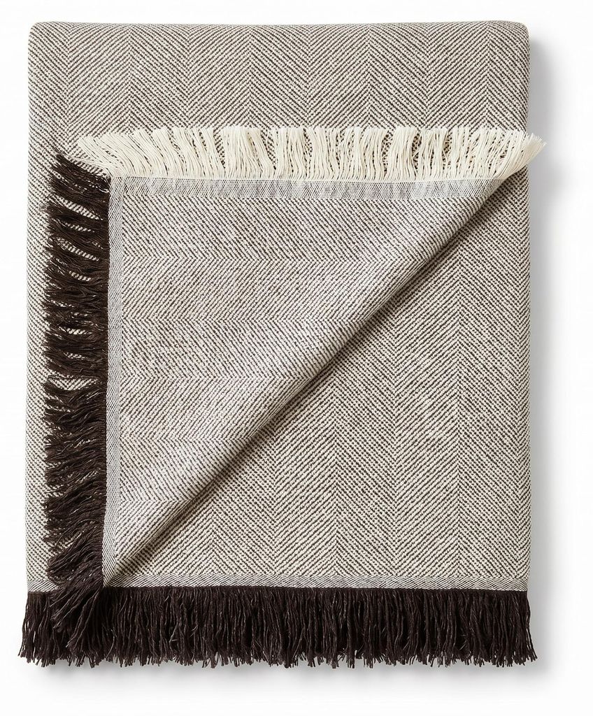 Tagesdecke 300x260 cm, 80% Baumwolle, 20% Polyester, ecru/braun