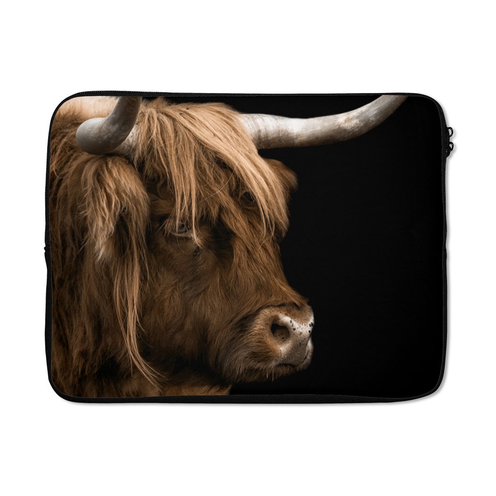 MuchoWow Laptop Hülle 17 Zoll Laptoptasche Schottischer Highlander - Tiere - Schwarz - Zipper - Schutzabdeckung