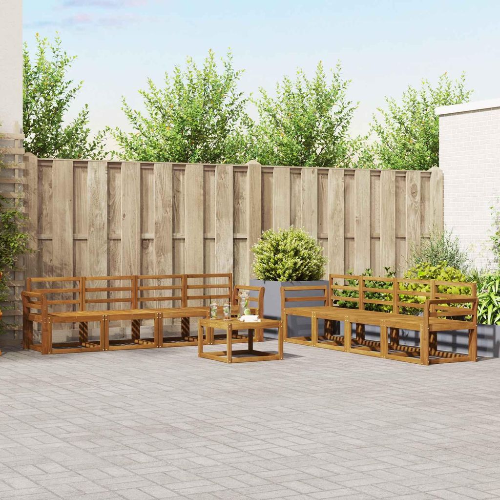 Outdoor-Sofagarnitur - VIDAXL - Terrassen-Sofa - 9 pcs - Natur Massivholz Akazie