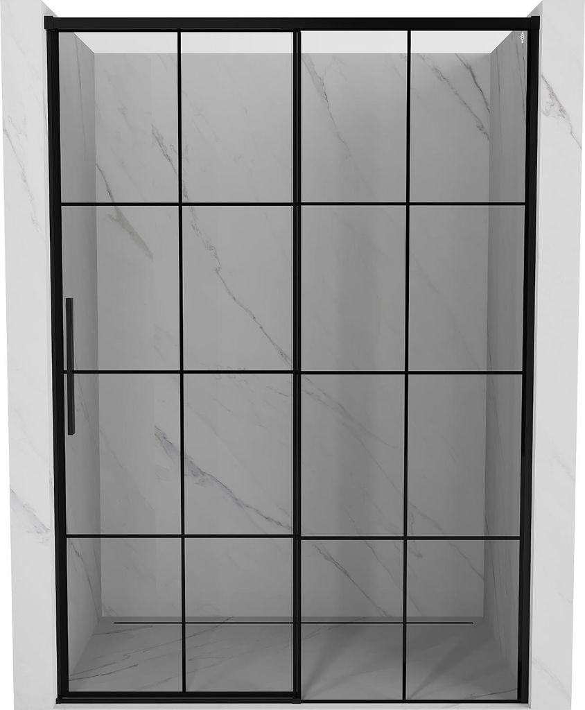 Mexen Rox Schiebetür für Dusche rechts 155 cm, schwarzes Gitter, schwarz - 8C2-155-000-70-77-P