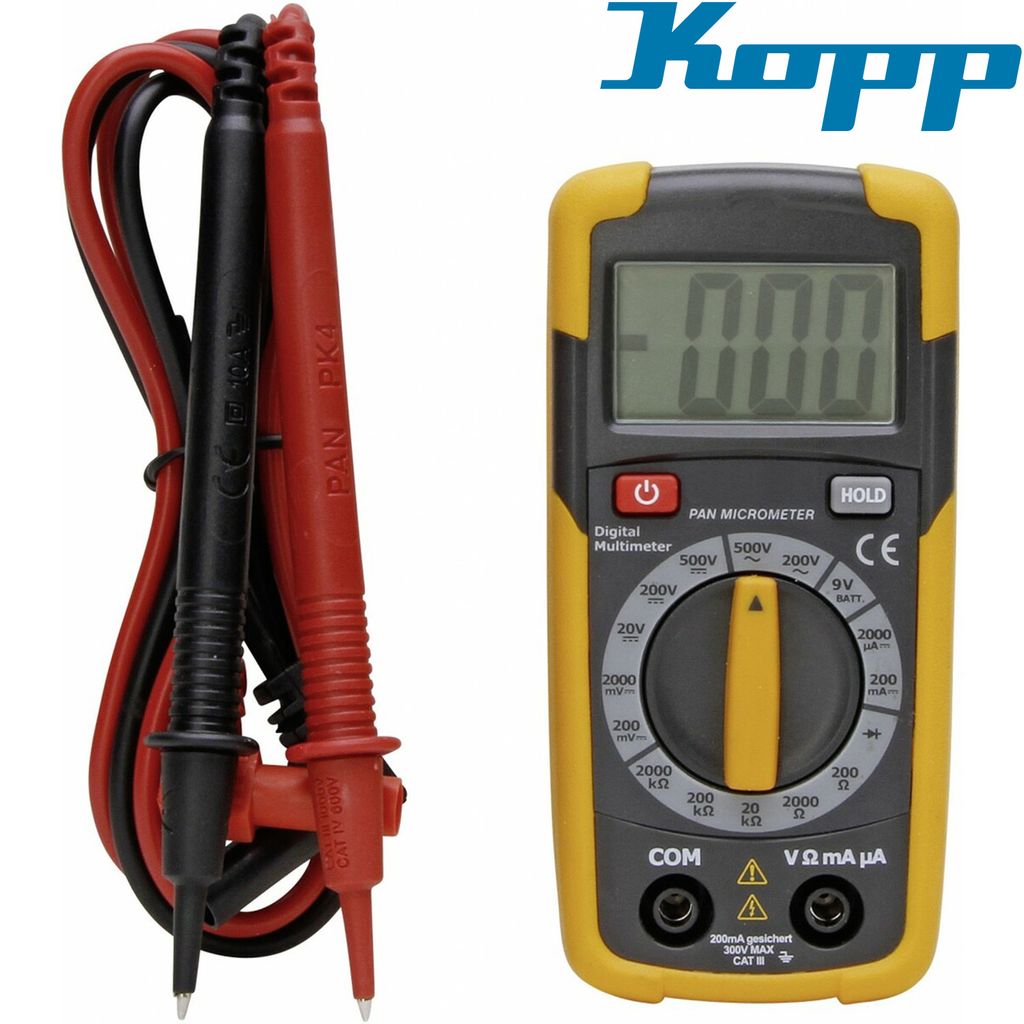 Kopp Digital Multimeter Messgerät Spannungsprüfer Digital Stromzange Micrometer Micrometer gelb