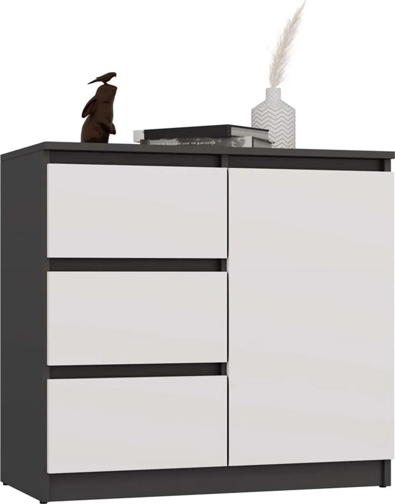 Commode Gain de Place ELBE Anthracite et Blanc - Design Compact et Robuste