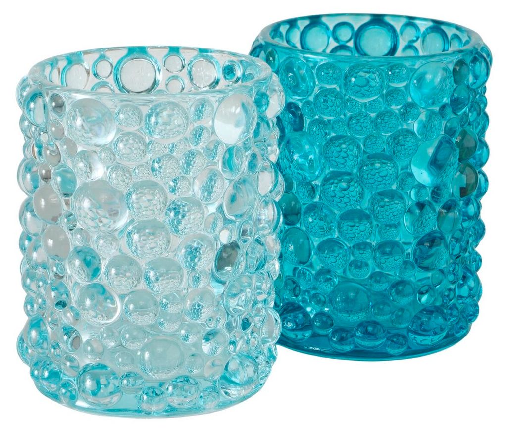 Boltze Windlicht der Serie Bubble PEBBLE, aus Glas, türkis, 12 cm Höhe