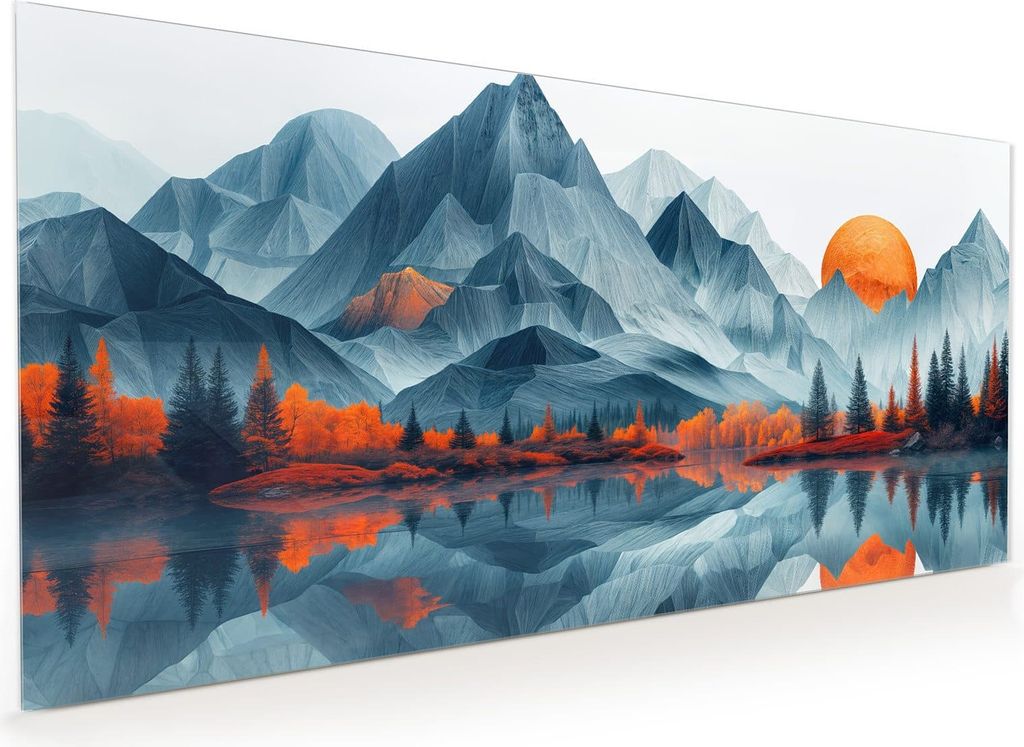 Küchenrückwand Spritzschutz Glas mit Motiv Berge Mit Spiegelung 40 x 40 cm
