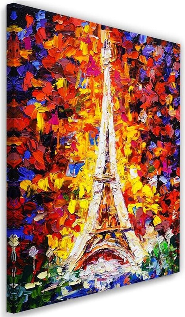Leinwandbild gemalter eiffelturm 60x90 cm Feeby farbe wandbild bereit zum aufhängen
