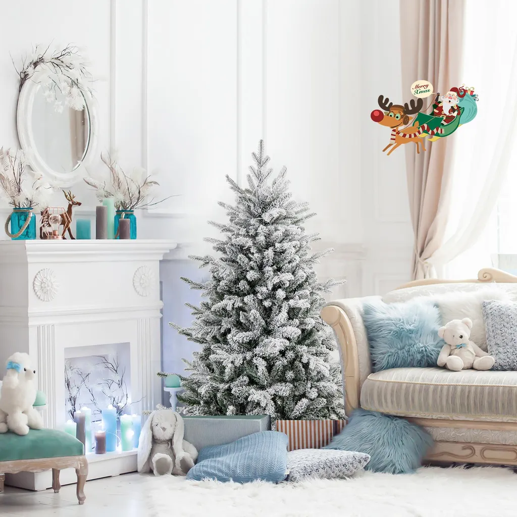 Arbre de Noël artificiel pour décoration intérieure avec LED et flocage - 8