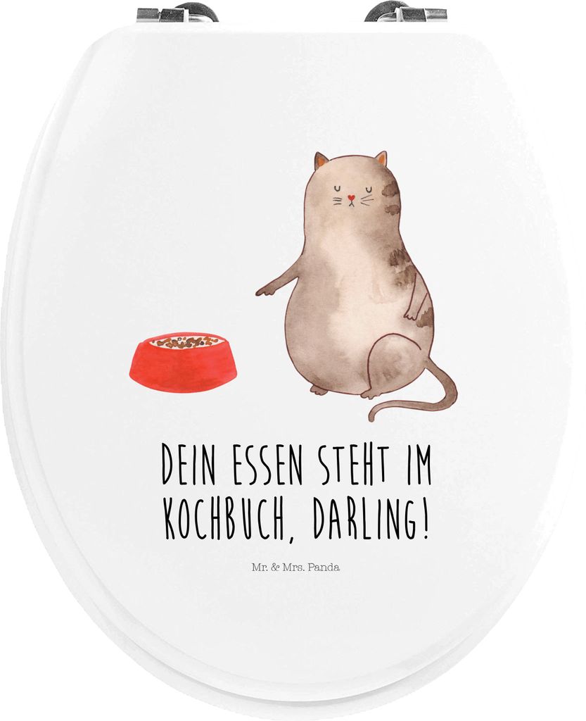 Mr. & Mrs. Panda klo deckel Katze Fressen - Weiß - Geschenk, holz wc sitz, WC-Sitz, Klodeckel, Klobrille