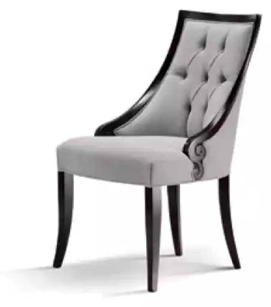 Stuhl Luxus Möbel Wohnzimmer Esszimmer Holz Möbel Grau Lehnstuhl Neu