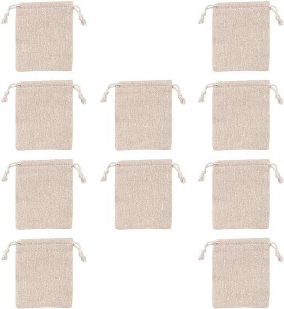 Wachsblumen-Schachtel - Set mit 10 wieder verwendbaren Baumwolltaschen mit Schnur - multifunktionaler Stoffbeutel für Tagesplaner, Picknick, Make-...
