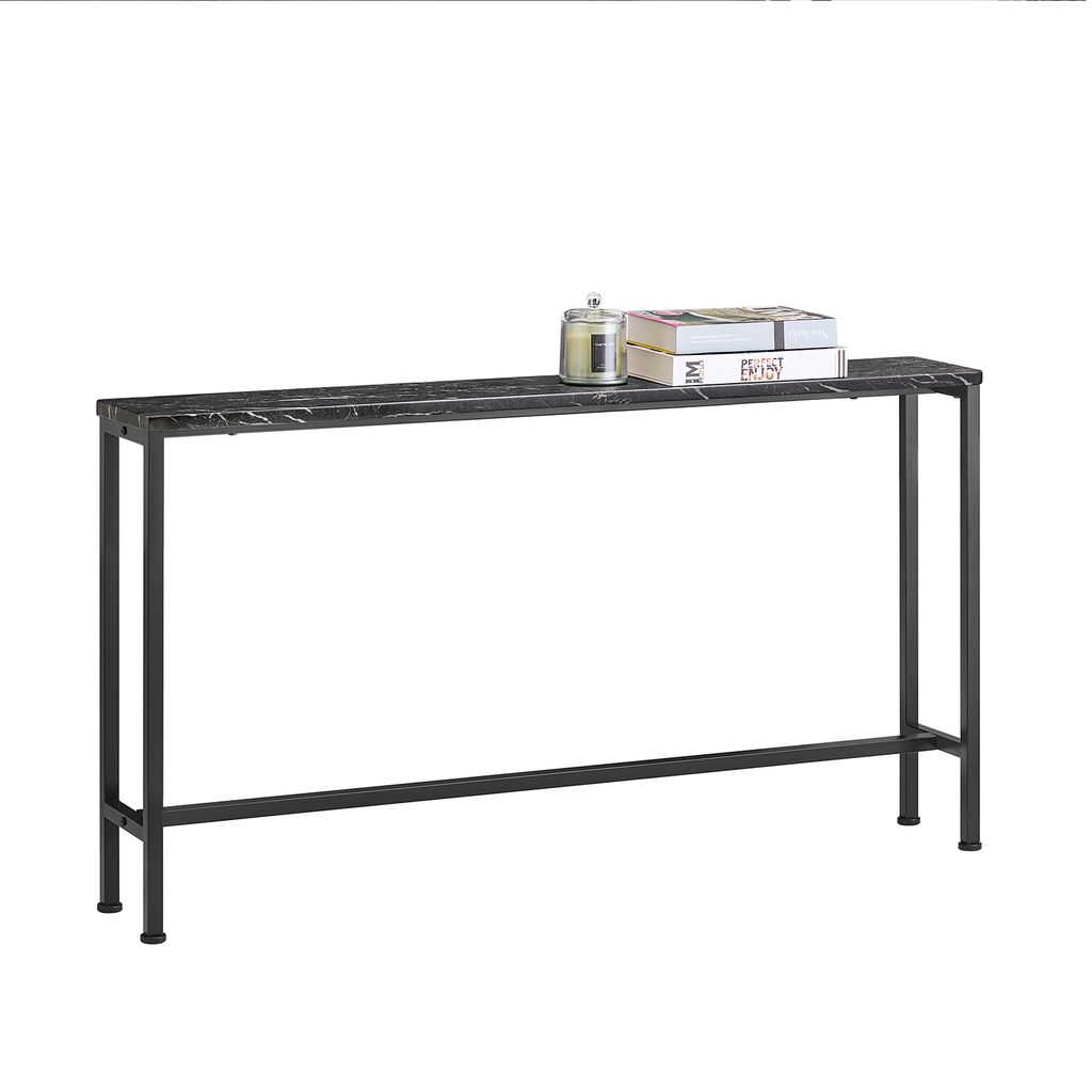SoBuy FSB19-SCH Vintage Konsolentisch Metall Flurtisch Dekotisch Sideboard Beistelltisch BHT ca. 120x65x20cm Marmor Optik & Schwarz