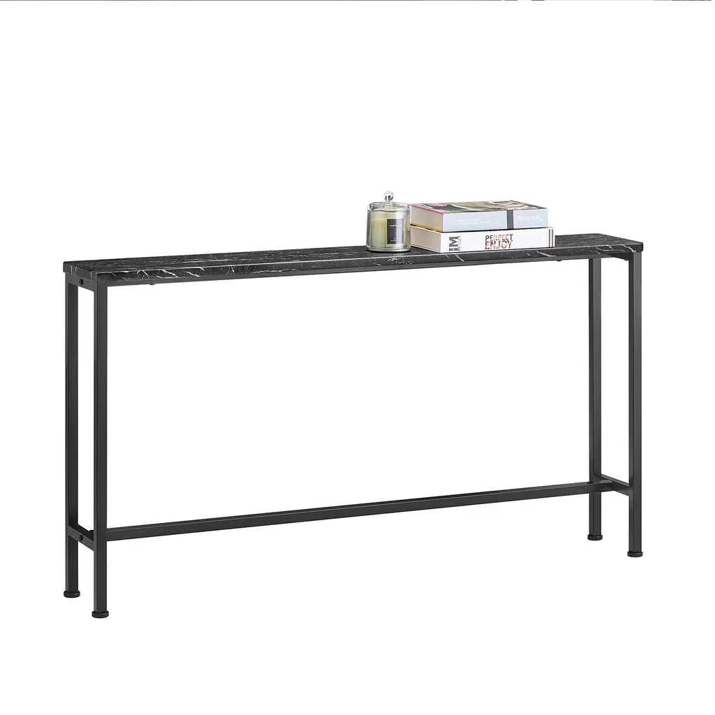 Sideboard table de couloir étroite style industriel marbre noir 120cm