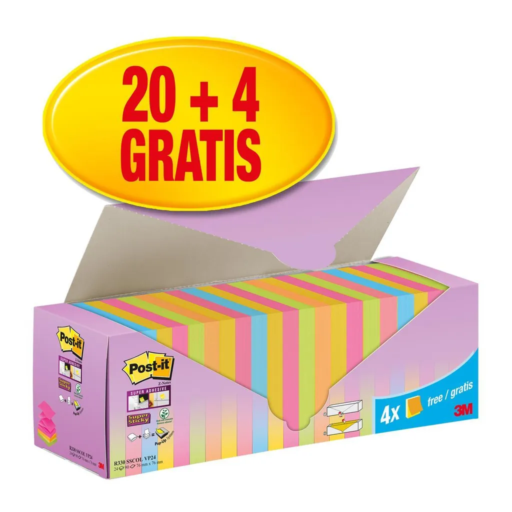 Offerta Post-it Super Sticky Z-Notes R330 SSCOL VP24 - 24 Pezzi 3M