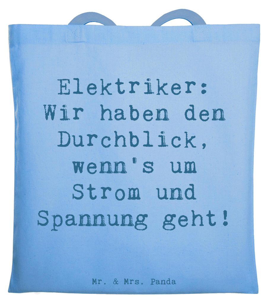 Mr. & Mrs. Panda Schultasche Spruch Elektriker Durchblick - Sky Blue - Geschenk, Shopping Tasche, Spannung, Büchertasche, Berufsalltag, Berufslebe...